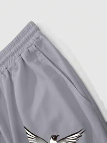 Manfinity EMRG Men's Printed Casual Shorts, Simple Fashion Daily Wear Men Shorts Graphic Graphic Men Shorts - Grey - View 5