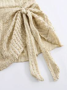 Swim Oasis 大码女式米色特殊材质吊带背心细肩带连体裙罩衫优雅简约夏季泳衣 - 米色 - 查看 7