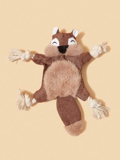 PETSIN Pet Plush Stuffed Animal Squirrel Fox Shaped Doll With Crinkle Paper, Chew & Bite Doll For Dog