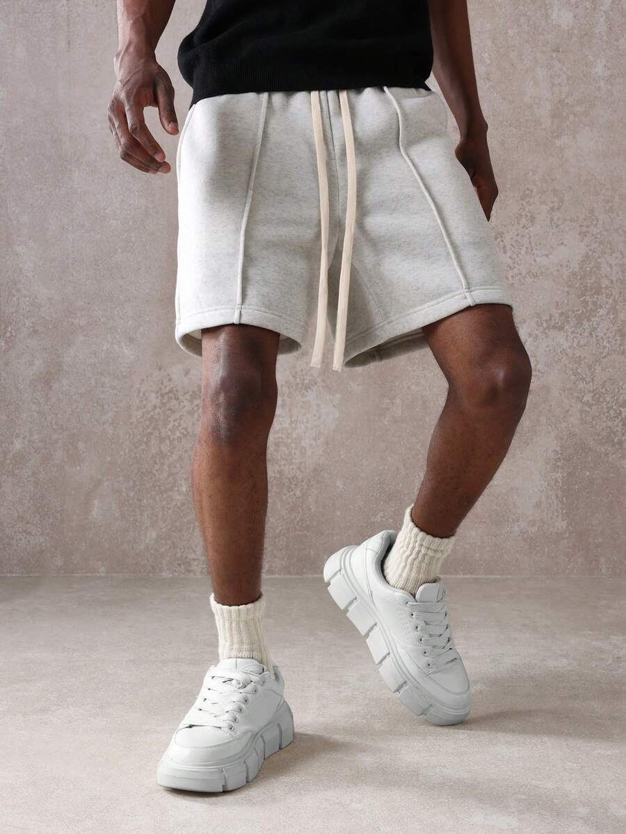 SUMWON Premium Drop Crotch Jogger Shorts Athletic Sweat Shorts Casual Loungewear Drawstring Waistband Elastic Cuff Modern Athletic Summer Spring Training Running Streetwear - Light Grey - View 1