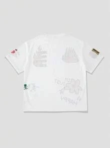 ROMWE MEN Street Life Men's Round Neck Short Sleeve T-Shirt, Fashionable For Summer Vacation - Multicolor - View 3