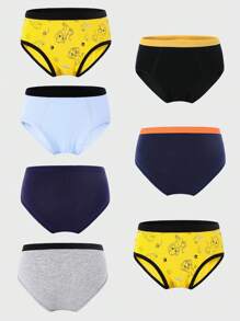 7pcs/Pack Young Boy Cute Lion Multi-Color Print Cotton Briefs, Versatile Underwear Set For All Season Back To School Fashion - Multicolor - View 2