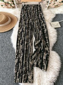 SHEIN Tall Pantaloni ampi da donna con stampa floreale e fiocco, eleganti, casual, da indossare in villeggiatura