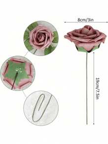 7/12/17/22/27 chiếc hoa hồng xốp giả 7,5 inch có thân hoa oải hương dùng để trang trí nhà cho phù dâu, cây giả, đồ trang trí Halloween, trang trí Giáng sinh và trang trí trở lại trường vào mùa thu - Nhiều màu - Xem 10