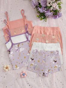 8 buc/Set Set de lenjerie camisole cu imprimeu floral pentru fetiță
