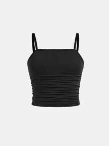 SHEIN Dozemod Tween Girls Minimalist Comfort Ruched Camisole