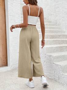 SHEIN Frenchy 2pcs/Set Resort Casual Solid Color Cropped Camisole And Pants Set Island Vacation Outfits Summer Brown