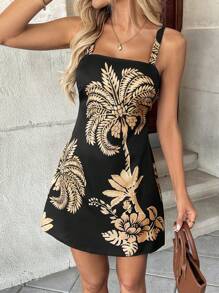 Easowa Combinaison courte sans manches imprimée de fleurs, décontractée pour femme - Multicolore - Voir 8