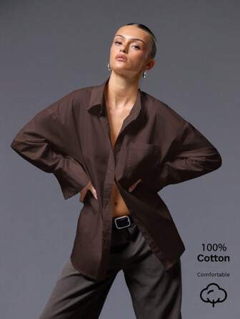 MUSERA Camisa Oversized com Botões Casual de Férias, Fofa Oversized para Aeroporto, Praia, Roupa de Praia, Outono, Volta às Aulas, Trabalho, Elegante para Outono e Inverno