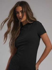 MUSERA Camiseta ajustada de manga corta de jersey suave, casual para el verano, la primavera, de vacaciones, para el aeropuerto