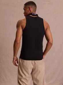 Musero Relaxed Fit Ribbed Lounge Tank Top Spring Summer Vacation Easter Streetstyle Airport - Black - View 3