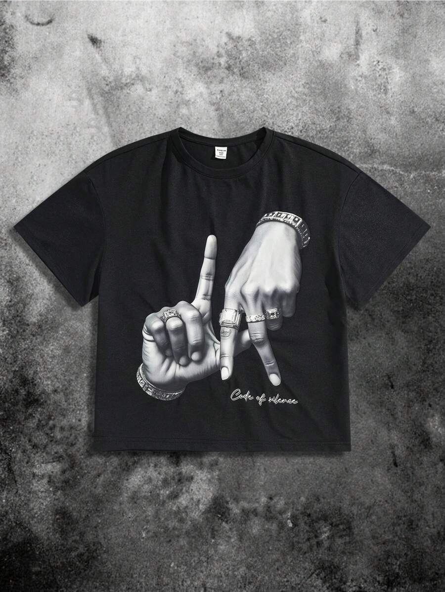 Tween Boys Casual Versatil Confortabil Imprimat Gât rotund cu mânecă scurtă Pulover Tricou din tricot, potrivit pentru navetă, școală, agrement, călătorii, sport, primăvară/vară