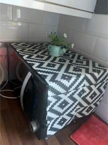 1 pièce de housse universelle en tissu géométrique noir et blanc, housse anti-poussière pour réfrigérateur, résistante aux ménages et aux graisses, pour machine à laver, four à micro-ondes, réfrigérateur, accessoires de cuisine, sac de rangement et de finition, housse anti-poussière pour machine à laver et réfrigérateur, décoration d'intérieur