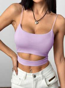 SHEIN EZwear Damen schlichtes figurbetontes kurzes Camisole Top mit Ausschnitten für den Sommer