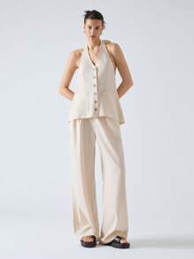 LYSMO Ensemble femme avec lien dos nu de couleur unie