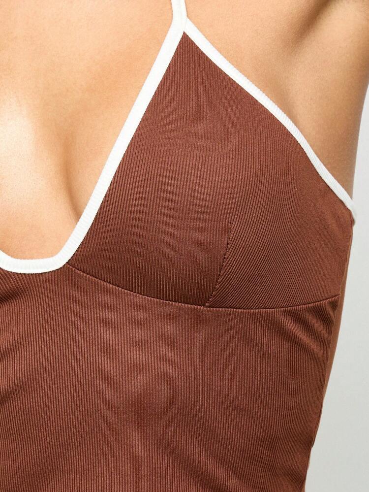 Basic Ribbed Halter Neck Crop Top