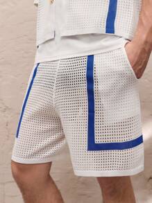 Manfinity VCAY 2 件男士针织休闲长袖开衫毛衣和松紧腰直筒裤套装，适合秋冬