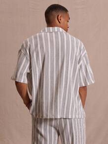 Musero Pinstripe Tailored Button Through Short Sleeve Shirt Co Ord Top Only Spring Summer Vacation Easter Streetstyle