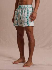Musero Pantaloncini da bagno con stampa a onde astratte, adatti per la primavera, l'estate, le vacanze e lo streetstyle di Pasqua