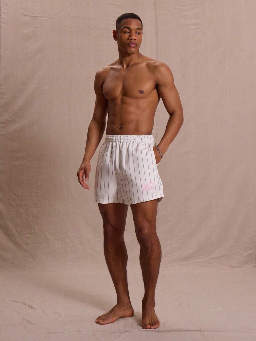 Musero Printed Baseball Striped Shorts Spring Summer Vacation Easter - Black and White - View 1