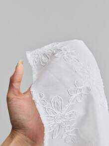 Ontre 2025 Women's Summer White Embroidery Short Sleeve Shirt,Casual Vacation Holiday Fashionable Urban Style Loose & Comfortable Business Office Top - White - View 9