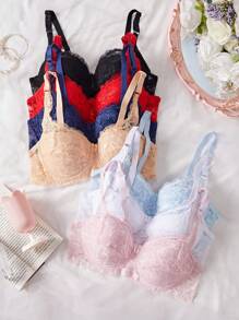 Snug Zone 7 pièces/Set de sous-vêtements et lingerie sexy en dentelle pour femme, soutien-gorge au style simple et fin