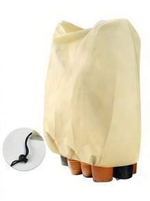 1pc Heavy-Duty Plant Frost Blanket With Zipper & Drawstring - 4.5oz Non-Woven Polypropylene Freeze Protection Cover For Trees & Shrubs -6°C Cold Wind Pest Animal Defense Reusable Beige Frost Cloth For Potted Plants, Fruit Trees, Garden Beds