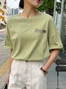 DAZY 标语图案落肩 T 恤 LIGHT OFF 限时特惠 夏季