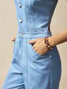 Bohemela Pantalones con peto vaqueros y mono casuales de vacaciones para mujer