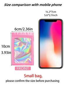 SHEIN 100 piezas Bolsas resellables holográficas iridiscentes, bolsas de embalaje autosellantes con lámina arcoíris, bolsas de plástico coloridas para joyería, regalos, accesorios, cepillos de maquillaje y empaque de regalos