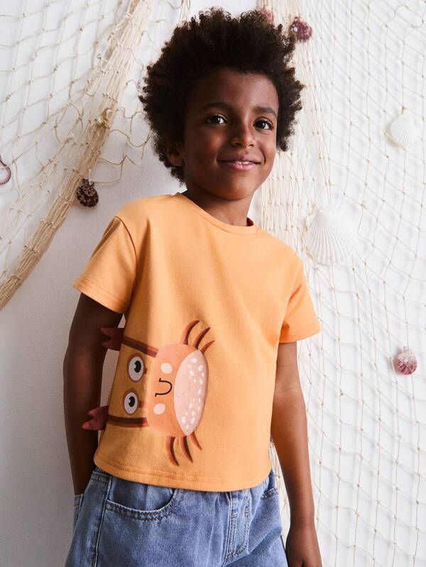 THE HAPPY LOOK Băiat drăguț 3D Crab Ocean Tricou