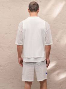 Manfinity VCAY 2 件男士针织休闲长袖开衫毛衣和松紧腰直筒裤套装，适合秋冬