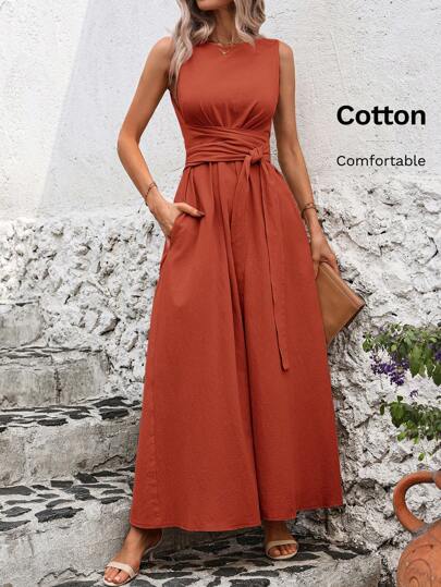 SHEIN Clasi Women Solid Color Overlap Casual Everyday Dress,Summer Dresses For Women