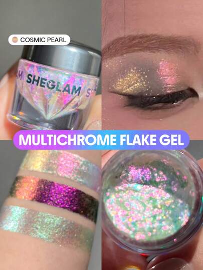 Chroma Zone Multichrome Flake Gel-Cosmic Pearl 3 Farben Farbverlauf Pink-Lila GläNzende Lidschattencreme Mehrfarbig HochgläNzendes Finish Nicht Fettend Nicht Verblassend Glitzer Schimmer Lidschatten Flakeweihnachts Lidschatten Marke SchöNheit Make-Up Kosmetik FüR Damen MäDchen Perfekt FüR Herbst Winter Ideal FüR Y2K Schick Mode Geeignet FüR Geburtstag Weihnachten PräSent Party Fertig Beste Farbe
