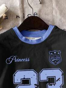 SHEIN Leap Crew Tween Girls' Casual Simple Short Sleeve T-Shirt And Shorts 2 Pieces Set, Suitable For Summer - Multicolor - View 4