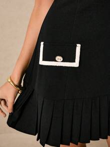 Poéselle 女士连衣裙 褶边连衣裙 背心裙 丝带装饰优雅连衣裙 黑色短裙 女士优雅无袖圆领褶边连衣裙 乡村音乐会服装 女士夏季服装 夏季服装 女士夏季连衣裙 太阳裙 女士太阳裙 女士优雅连衣裙 女士生日礼服 - 黑色 - 查看 7