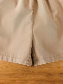 SHEIN 2pcs/Set Boy Striped Single-Breasted Vest And Shorts, Casual