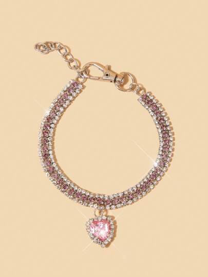 PETSIN Coleira de Gato com Formato de Coração Cintilante de Cristal - Ajustável, Colar de Veludo Macio para Gatos e Cachorros Pequenos com Fecho de Segurança, Adequado para Festa de Fantasia, Perfeito para Decoração de Quarto