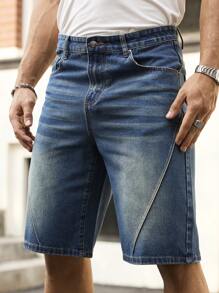 RivetRise Men's Summer Casual Washed Loose Slanted Pocket Denim Shorts