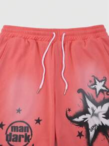 ROMWE MEN Street Life Men's Acid-Washed T-Shirt And Splatter Print Shorts Set - Multicolor - View 7