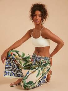 Travachic 女士印花高腰宽松阔腿裤 - 彩色 - 查看 5