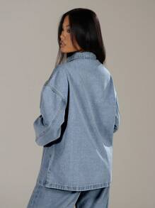 MUSERA 水洗牛仔口袋夹克，休闲百搭，90年代Y2K西部乡村音乐会锐舞街头服饰，适合办公室、返校季、秋冬季、纳什维尔办公室工作时尚风。