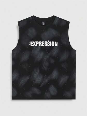 Street Life Camiseta de tirantes casual de hombre con estampado gráfico de texto en inglés