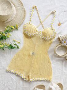 Soleia Women's Daisy Sleeveless Jumpsuit Beach Vacation Outfits Spring Summer Outfits For Women Beach West Music Festival Bohemia Boho