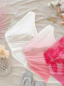 Soleia 3 Set Multicolor Women's Casual Knitted Sleeveless Crop Top With Asymmetrical Neck And Ruched Detailing Suitable For Going Out - Multicolor - View 4