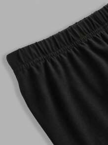 SHEIN 2pcs Youth Girl Set: Butterfly Print Loose Drop Shoulder T-Shirt & Black Cycling Shorts, Sweet & Casual Style - Black and White - View 10