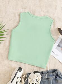 SHEIN Tween Girl Capybara & Duck Cartoon Print Green Cute Tank Tops, Summer - Green - View 2