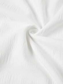 Ellevyn 女式编织提花纹理V领荷叶边下摆蕾丝花边夏季连衣裙 - 白色 - 查看 7