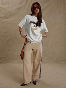 MUSERA Camiseta gráfica de cuello redondo oversize, casual y linda, camiseta gráfica unisex para primavera-verano, camisetas gráficas oversize para el aeropuerto y vacaciones