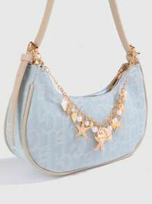 ROMWE Fairycore 1pc Beach Style Holiday Seashell, Conch, Pearl Metal Handbag Pendant, Wedding Decor Chain - Multicolor - View 3